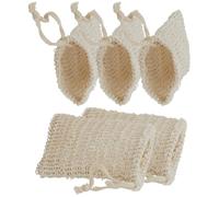 SAFIGLE 5Pcs Natural Sisal Soap Bags with Drawstring, Exfoliating Bath Foaming Mesh Pouches for Soap Storage and Shower Use, Eco-Friendly Cotton-Linen Blend for Skin Care and Bubble Foam