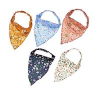 SAFIGLE 5pcs Oil Fume Flower Headscarf Elastic Hair Scarf Triangle Head Kerchief Hair Scarf for Women and Girls Fashion Accessories for Daily Wear