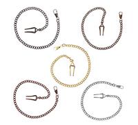 SAFIGLE 5pcs Personalised Silver Pocket Watch Chain Metal Buckle Lobster Clasp Decorative