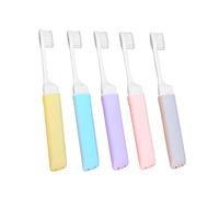 SAFIGLE 5Pcs Portable Travel Toothbrushes Ergonomic Design for Convenient Daily Use Soft Bristles Compact Teeth Supplies for Home Travel Random Color