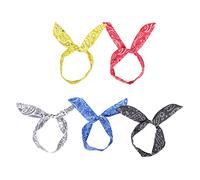 SAFIGLE 5pcs Printed Rabbit Ear Headbands Cloth Wire Hairbands for Women Paisley Design Adjustable Fit for Parties and Everyday Wear