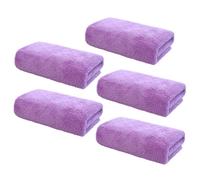 SAFIGLE 5PCS Purple Microfiber Face Wash Towels for Women Absorbent Makeup Remover Cloths with Delicate Stitching Machine Washable Portable Washcloths for Travel and Home Use
