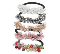 SAFIGLE 5pcs Sparkly Rhinestone Hair Ties Elastic Crystal Ponytail Holders for Elegant Boho Scrunchies Bands with Reliable Stretch for Everyday Wear and Travel