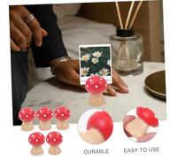 SAFIGLE 5Pcs Vintage Red Mushroom-Shaped Wooden Photo Card Holders Decorative Message Clips for Home Office Adornments Desktop Note Display