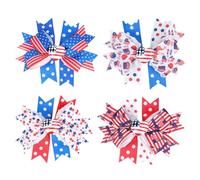 SAFIGLE 5sets Cute Hair Bow Clip American Flag Patriotic Bow for Girls for Kids Toddler 4pcs*5