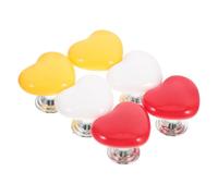 SAFIGLE 6 Pcs Heart Shaped Toilet Cistern Flush Button Replacement Plastic Toilet Lid Cover Lifter Easy Installation for Cabinets and Hook Use