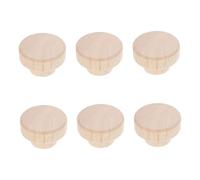 SAFIGLE 6 Pcs Wooden Door Knobs Round Wardrobe Handles Rubberwood Cupboard Drawer Pulls for Cabinet Closet Furniture with Matte Solid Finish