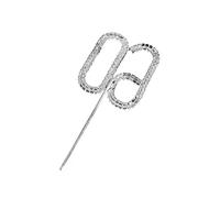 SAFIGLE 60th Cake Topper Silver Rhinestone Decor Alloy Crystal Cake Decoration for Birthday or Wedding Anniversary Party Insert