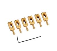 SAFIGLE 6pack Brass Guitar Bridge Saddle with Tuner for Electric Bass Compensated Golden Tone Gaq13