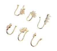 SAFIGLE 6Pcs Adjustable Clip Nose Rings for Men and Women Non Pierced Nose Cuff with Unique Heart Star and Moon Designs Durable Fashion Jewelry