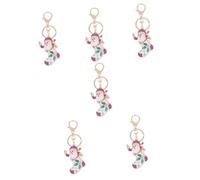 SAFIGLE 6pcs Adorable Rhinestone Santa Claus Keyring Pendant Creative Christmas Keychain for Bags Cell Phones and Car Keys Holiday for