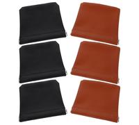 SAFIGLE 6pcs Automatic Closing Storage Bag Pu Self-Closing Organizer Pouch Small Mini Makeup Pouch Travel Cosmetic Bag Women Black and Earth Brown Colors