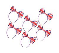 SAFIGLE 6pcs Cute England Flag Hair Bow Headband British Souvenir Union Jack Hat Fashionable Bowknot Comfortable Satin Material for Party