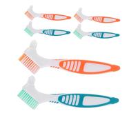 SAFIGLE 6pcs Denture Brush with Dual Headed Hard Bristle for Thorough False Teeth Cleaning User Friendly Handle for Secure Grip Bright Color Bristles for Retainer and Denture Care at Home