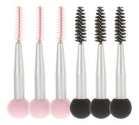 SAFIGLE 6pcs Double-head Makeup Brush Set with Pink and Black Sponge Heads, Eyebrow Stamp and Eyelash Mascara Applicator, Professional Makeup Sponges for Eyeshadow and Foundation in Matte
