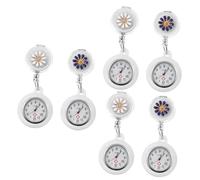 SAFIGLE 6pcs Elegant Nurses Pocket Watch Clip Retractable Watch for Nurses Fob Floral Design