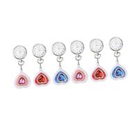 SAFIGLE 6pcs Heart-Shape Watch Rhinestones Retractable Pocket Watch for Healthcare Professionals Stylish Design Random Colors for Doctors and