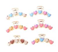 SAFIGLE 6pcs Heart-shaped Grab Hair Claw Clips Large Hair Claw Barrette for Women Girls Daily Special Occasions
