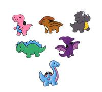 SAFIGLE 6pcs Kawaii Dinosaur Pin Lightweight Animal Theme Brooch Badges for Clothes Bags Backpacks Cartoon Triceratops Pterodactyl Lapel Jewelry Accessories