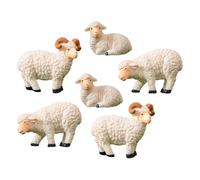 SAFIGLE 6pcs Mini Resin Sheep Figurines with Detailed Cartoon Design Small Animal Statues for Office Table Decor and Micro Landscape Cute Miniature Sheep Ornaments for Home and Garden