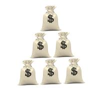 SAFIGLE 6pcs Money Bags Drawstring Gift Bags with Sign Printing Party Prop for Pirate Cowboy Role Play Festival Decoration and Storage