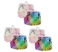 SAFIGLE 6pcs Portable Purse Kiss Lock Double-Sided Sequin Design Lightweight Wallet for Women for Boys and Girls Keys and Small Accessories