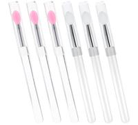 SAFIGLE 6PCS Reusable Silicone Lip Brushes with Lids, Portable Dustproof Lipstick Applicators for Lip Gloss and Makeup, Pink and Semi- Heads, Convenient Cosmetic Tool Set for Travel and