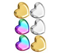 SAFIGLE 6PCS Stainless Steel Heart Shaped Jewelry Tray Set - Small Metal Jewellery Plates in Silver, Gold and Iridescent Colors - Rings and Necklace Organizer Tray for Bedroom and Vanity