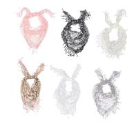 SAFIGLE 6pcs Triangle Lace Shawls Women’s Breathable Floral Mantilla Veils Soft Tulle Scarves for Spring Autumn Church and Daily Wear