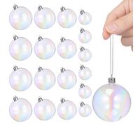 SAFIGLE 72Pcs Clear Plastic Christmas Baubles：Fillable Baubles Iridescent Ornaments 3-6Cm for Diy Holiday Decor Perfect for Tree Weddings and Parties