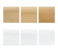 SAFIGLE 7pcs Khaki Kraft Paper Self-stick Notes with Lined Pages and Strong Adhesive, Square Shape Creative Message Note for Students and Office Supplies in School or Family Use