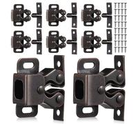 SAFIGLE 8 Sets Double Roller Cabinet Latches with Spring Mechanism, Antique Copper Finish Low Profile Door Catches for Drawers, Closets, Boxes, and Rv Cabinets