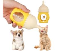 SAFIGLE 80ml Pet Nursing Bottle for Newborn Kittens and Puppies with Detachable Silicone Nipple and Scale, Yellow Small Animal Feeding Supply for Puppy and Kitten Feeding