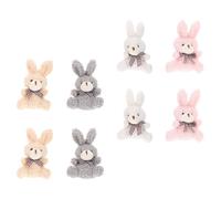 SAFIGLE 8pcs Bunny Plush Keychain Set with Bow Tie Sitting Rabbit Pendant, Soft Handbag Charm in Pink, White, Grey and Brown, Party Favors and Backpack Decoration