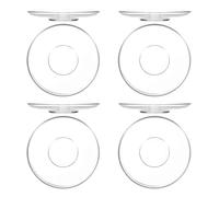 SAFIGLE 8pcs Clear Glass Tea Saucer Plates with Stable Base for Coffee Cups Snack and Dessert Dishes Lightweight Stackable Round Plates for Home Kitchen Table Use