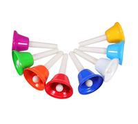 SAFIGLE 8pcs Colorful Hand Bells Set for Music Education Classroom Essential Musical Instruments with Clear Sound and Wood Metal Construction