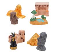 SAFIGLE 8pcs Egypt Building Ornament Sculpture Egyptian Figure Decoration Resin Mini Pyramid Ornament Sphinx Cat Sculpture Desktop Office Egyptian Themed Party Favors