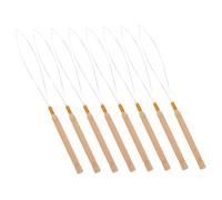 SAFIGLE 8pcs Hair Extension Tool Set with Wooden Handle Loop Needle Bead Threader for Wigs Braiding Styling Durable Crochet Tools for Quick Bead Threading and Easy Hair Extensions