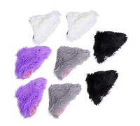 SAFIGLE 8Pcs Halloween Cat Ear Hair Clips Faux Barrette for Cosplay Parties Stage Performances Various Styles Colors White Purple Black Grey