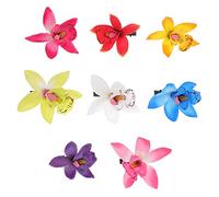 SAFIGLE 8pcs Simulated Cymbidium Flower Headdress Hairpin Accessory Wedding Girl Tropical Accessories Woman Women Flowers Hair Clips Luau Pink Floral Hair Clip Chiffon Polyester