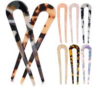 SAFIGLE 8pcs U Shaped Hair Pins Durable Acetate Hair Forks for Women Decorative Bun Clips for Weddings Proms Events