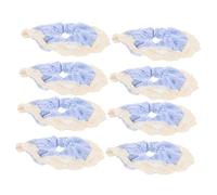 SAFIGLE 8pcs White Lace Fabric Hair Scrunchies for Women Soft Elastic Oversized Boho Ponytail Holders Decorative Lace Ponytail Ties Comfortable Multipurpose Hair Accessories for Ballet