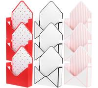SAFIGLE 9pcs Envelope Flower Boxes Set Red Polka Dot and Black White Dot with Pink Stripe Paper Flower Wrapping Holders Floral Storage Box for Bouquet Packaging