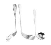 SAFIGLE Adaptive Bent Spoon and Fork for Elderly Care Feeding Utensils for Bedridden Patients Practical Disability Aids for Arthritis and Easy Grip Kitchen Cutlery