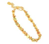 SAFIGLE Adjustable Chinese Mahjong Bracelet Handmade Beaded Jewelry for Women Stylish Red and Gold Design for Luck on Casual Occasions