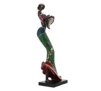 SAFIGLE African Lady Resin Statue Desk Decor Ethnic Style Craft Figurine with Silver Basket Handmade Traditional Home Desktop Ornament for Collectors and Enthusiasts
