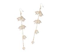 SAFIGLE Bell Orchid Flower Dangle Earrings for Women Elegant Bell Orchid Shape with Pearl Accent and Hook Drop Earrings Fashion Statement Jewelry for Daily Wear and Parties
