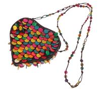SAFIGLE Bohemian Coconut Shell Crossbody Bag Ethnic Beaded Cell Phone Purse Sling Cosmetic Lipstick and Phone Storage Bag for Women
