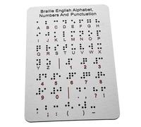 SAFIGLE Braille Alphabet Board Stainless Steel Raised Dots Montessori Educational Tool for Blind with Numbers and Punctuation Tactile Learning Aid for Braille Beginners and Literacy