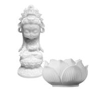 SAFIGLE Buddha Mini Statue White Decor Decorative Figurine for Desk Resin Easy to Clean Display and Gardens Home and Office